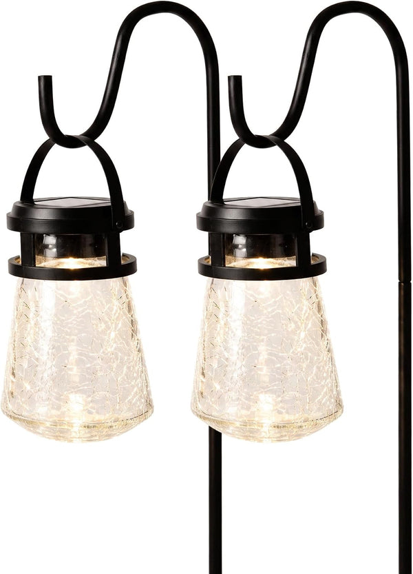 2PK Solar Crackle Glass Lanterns Hanging Light1