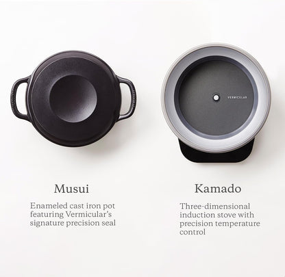 Musui–Kamado Cast Iron Induction Cooker, Charcoal | Precision Temperature Control, Waterless Cooking, Non-Toxic Enameled Cast Iron Pot, Japanese Multicooker & Rice Cooker (120V)2