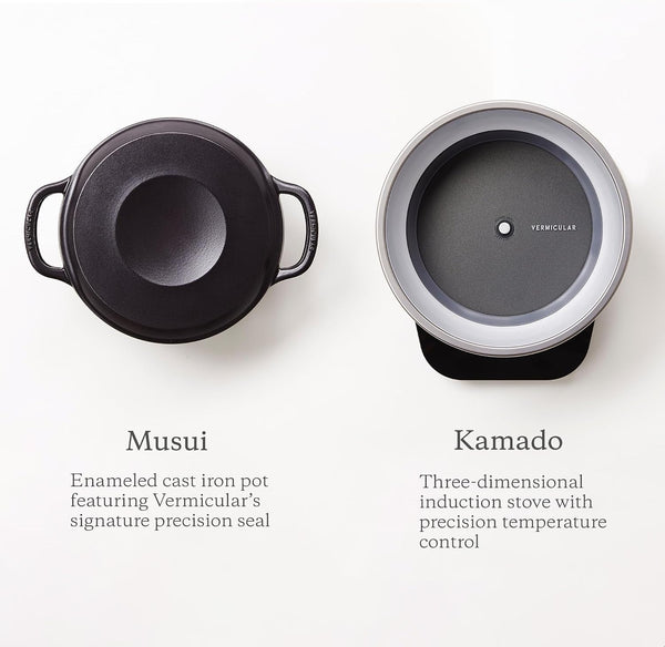 Musui–Kamado Cast Iron Induction Cooker, Charcoal | Precision Temperature Control, Waterless Cooking, Non-Toxic Enameled Cast Iron Pot, Japanese Multicooker & Rice Cooker (120V)2