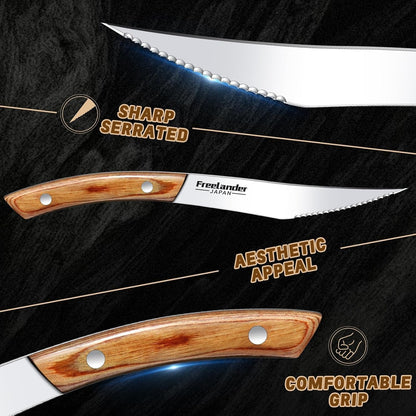 4-Piece Full Tang Forged Pizza Knife Cutter Set for Kitchen | Sharp Serrated Steak Knives, Comfortable Non-Slip Grip, Corrosion-Resistant, Easy to Clean, Thoughtful Kitchen Gifts2