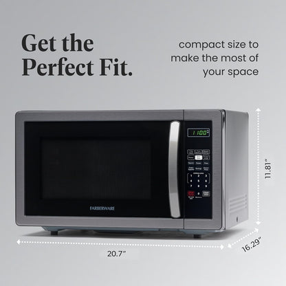 1.1 Cu. Ft. Countertop Microwave Oven – 1000 Watts Power, Auto Cook Settings, Defrost, Easy Clean and Child Safety Lock - Stainless and Black4