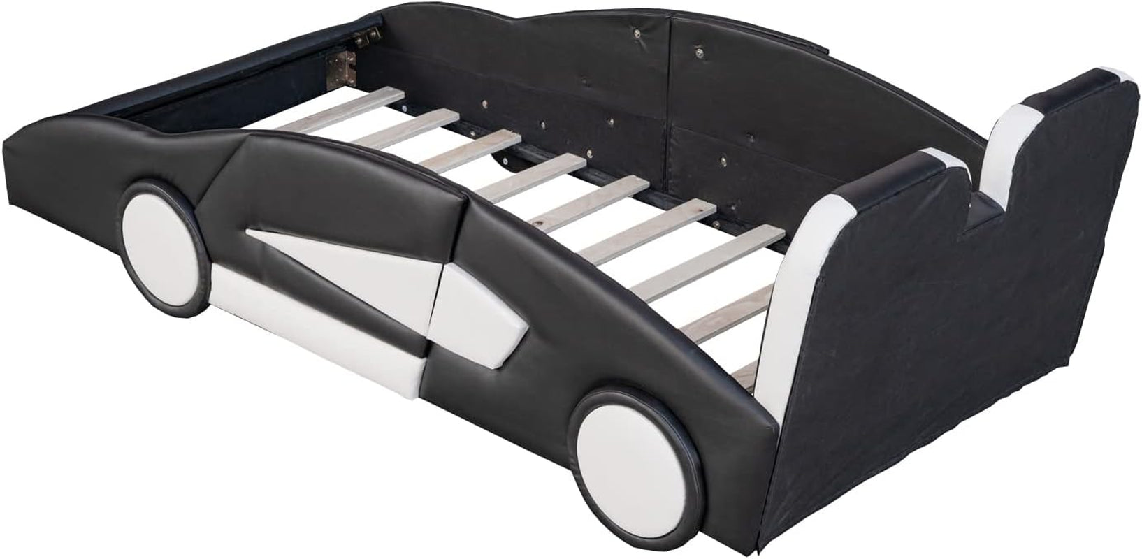 twin-upholstered-floor-platform-bed-frame-pu-leather-day-bed-with-race-car-shaped-headboard-no-box-spring-needed-black