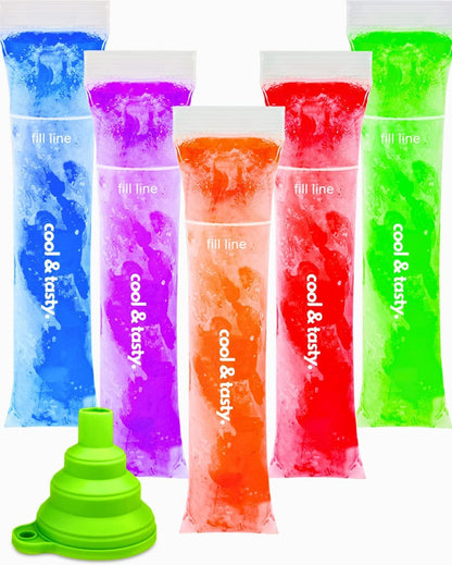 150 Disposable Popsicle Mold Bags with Zip Seals, 8X2" Freezer Tubes for DIY Ice Pops, Yogurt, Juice & Fruit Smoothies - Includes Funnel, Bpa-Free, Ice Pop Molds1