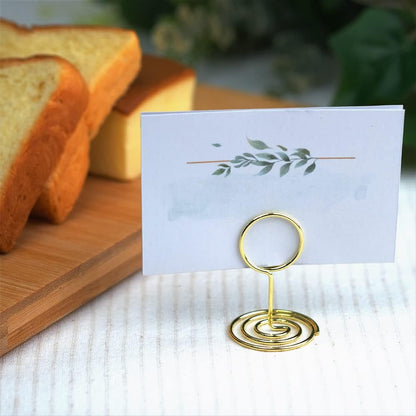 20Pcs Mini Place Card Holders, Cute Table Number Holders, Small Size Table Card Holder Tables Number Stands, Wire Photo Picture Menu Clips for Wedding Centerpieces, Anniversary Party (Gold)2