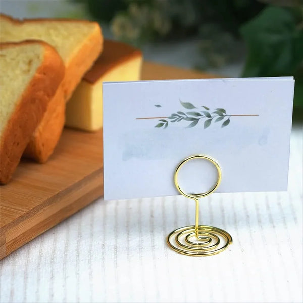 20Pcs Mini Place Card Holders, Cute Table Number Holders, Small Size Table Card Holder Tables Number Stands, Wire Photo Picture Menu Clips for Wedding Centerpieces, Anniversary Party (Gold)2