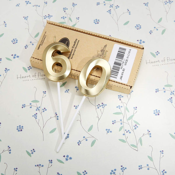 60Th Birthday Candles,Gold Number 60 Cake Topper for Birthday Decorations Party Decoration3