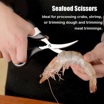 3 Pack Kitchen Scissors & Seafood Scissors Set, Sharp Kitchen Shears | All Purpose Stainless Steel Heavy Duty for Poultry Food Dishwasher Safe with Protective Sheath Comfort-Grip5