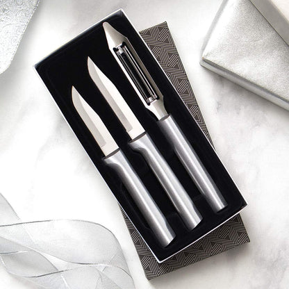 Cutlery Kitchen Basics Gift Set (S56) with Sharpener, Silver | 3-Piece Knife Set with Quick Edge Sharpener (R119), Stainless Steel Blades, Cast Aluminum Handle4