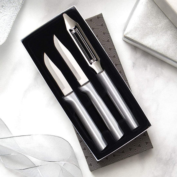 Cutlery Kitchen Basics Gift Set (S56) with Sharpener, Silver | 3-Piece Knife Set with Quick Edge Sharpener (R119), Stainless Steel Blades, Cast Aluminum Handle4