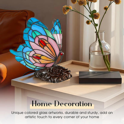 Tiffany Style Blue Pink Butterfly Table Lamp5