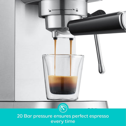 CM5418 Compact Espresso Machine with Milk Frothing Steam Wand | Stainless Steel, 20-Bar Pump, Built-In Pressure Gauge, Powerful Steam Wand for Cappuccino Latte for Home, 34Oz Water Tank2