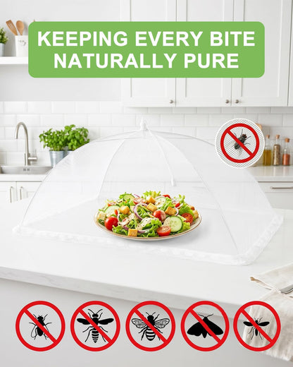 Food Covers for outside - 2 Extra Large (40 X 25 In) & 6 Large (17 X 17 In) Pop-Up Umbrella Screen Tents- Breathable Outdoor Mesh Food Covers & Picnic Essentials - Collapsible Mesh Food Tent4