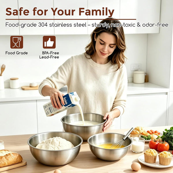 Stainless Steel Mixing Bowls Set, 3-Piece (1.5, 2.2 & 3.4 Qt)4