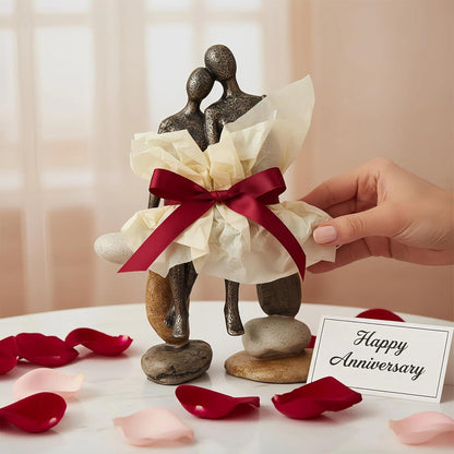 Romantic Couple Figurines Sculpture – Abstract Couple Sculpture on Stone Bench, Modern Home Decor Statue, Unique for Couple6