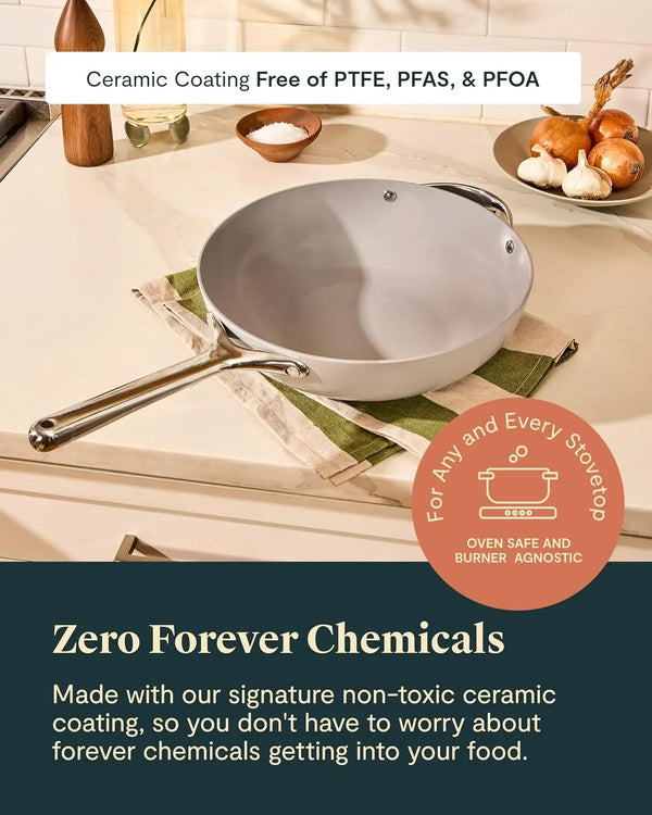 Caraway 12" Non-Stick Ceramic-Coated Stir Fry Pan | Wok-Inspired Pan, Free from Forever Chemicals, High-Sloped Walls, Stainless Steel Handles, Navy4