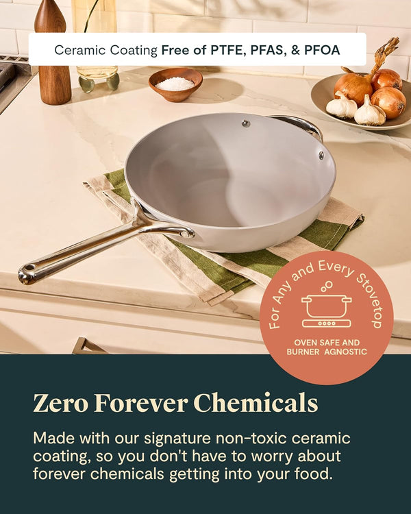 Caraway 12" Non-Stick Ceramic-Coated Stir Fry Pan | Wok-Inspired Pan, Free from Forever Chemicals, High-Sloped Walls, Stainless Steel Handles, Perracotta4