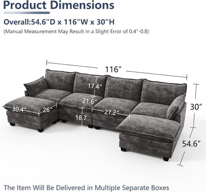 U Shaped Modular Sectional Couch, Comfy Sofa for Living Room2