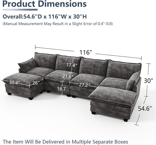 U Shaped Modular Sectional Couch, Comfy Sofa for Living Room2