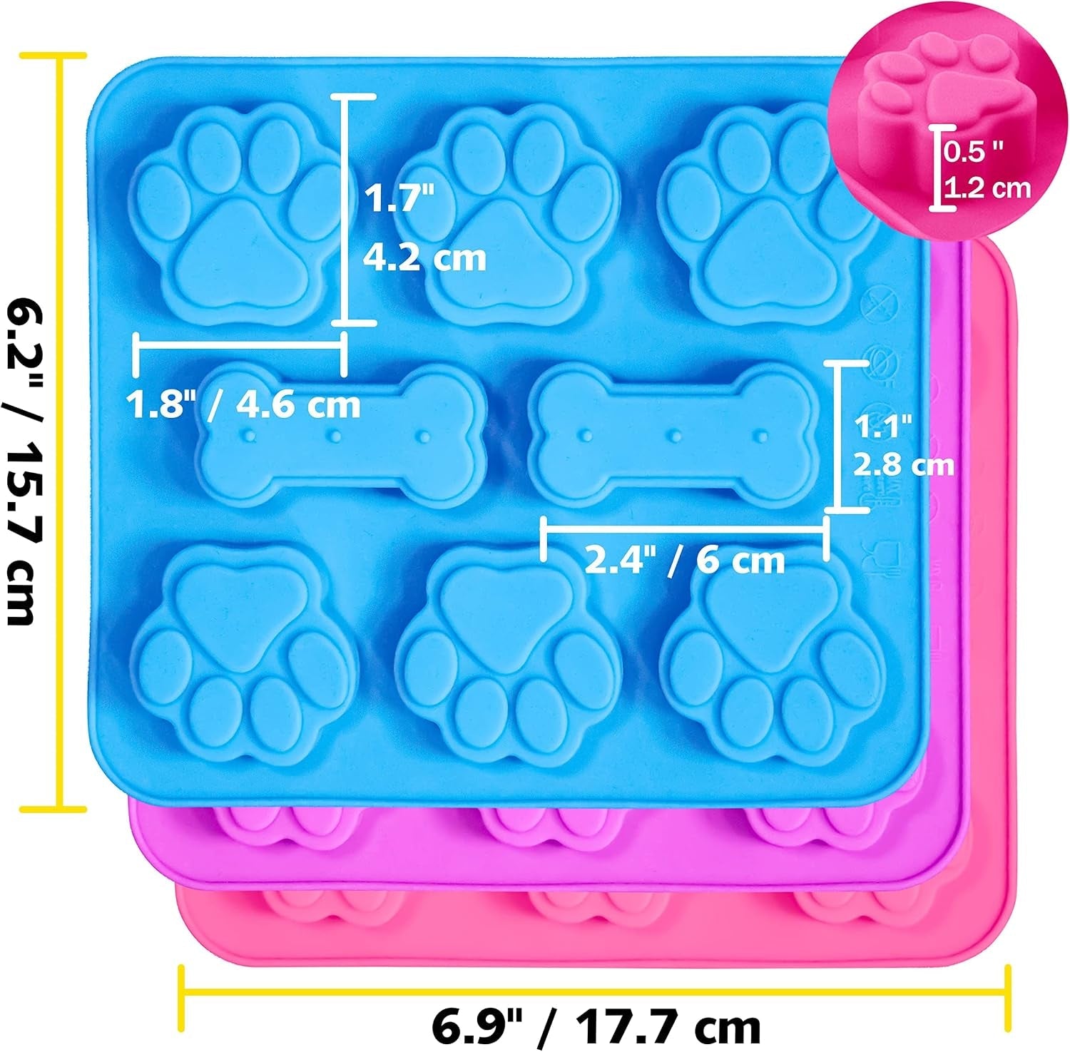 3-pack-silicone-molds-with-puppy-dog-paw-and-bone-shaped-2-in-1-reusable-non-stick-ice-cube-trays-flexible-candy-chocolate-molds-for-homemade-dog-treats-pudding-jelly-baking-biscuits