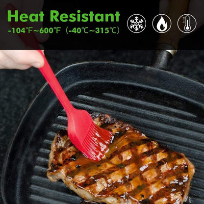 Silicone Pastry Basting Brush - 2Pcs 10 + 8 in Heat Resistant Brush for Baking Cooking Food, BPA Free Kitchen Brush for Sauce Butter Oil, Stainless Steel Core Design for Barbecue BBQ Grilling3