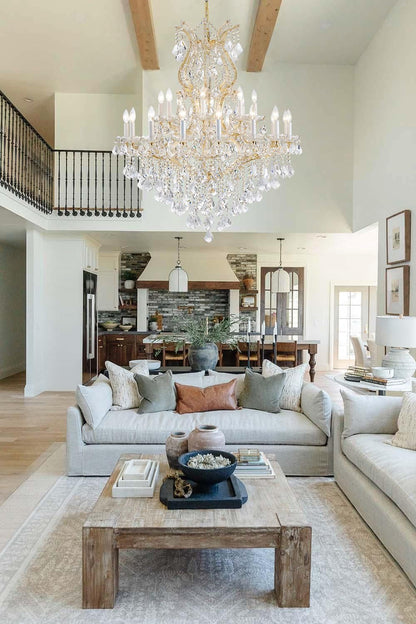 Gold Large Crystal Chandelier-24-Light Chandelier Light Fixture Modern Maria Theresa Crystal Chandeliers Light for Foyer, Entryway, Staircase,High Ceiling,Living Dining Room8