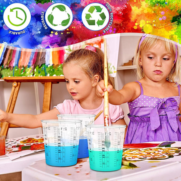 24 Pcs 64 Oz 1800 Ml Paint Measuring Cups Mixing Cups with Graduated and 20 Pcs Paint Mixing Sticks Plastic Disposable Resin Automotive Epoxy Mixing Cup for Paint Kitchen Cooking Baking6