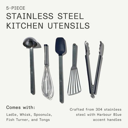 Made in Cookware - Stainless Steel Kitchen Utensil 5-Piece Set - Ladle, Tongs, Whisk, Spoonula, Fish Turner5