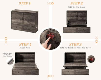 Queen Murphy Bed with Storage & Charging Station3