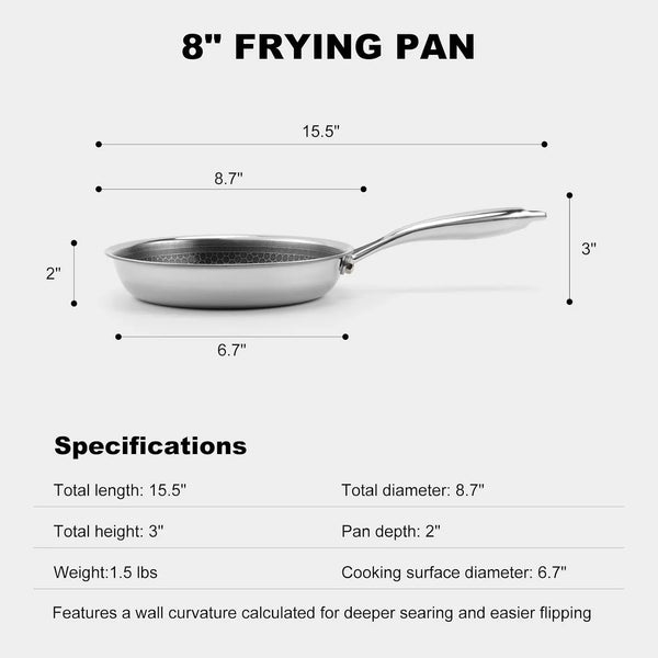 Anbomer Hybrid Ceramic Non Stick Frying Pan 8 Inch, 5-Ply Stainless Steel Skillet,Stay-Cool Handle,Induction Ready, Compatible with All Cooktops, Pfas-Free, Non-Toxic2