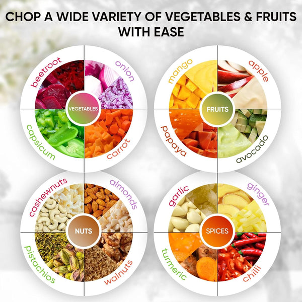 Express Small Manual Food Chopper, 2-Cup: Hand Chopper with Container, Push-Down Pump Onion Chopper, Garlic Chopper, Green Veggie Cutter for Salsa, Salad, Coleslaw, Baby Food, Indian Cooking2