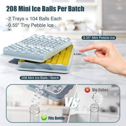 Mini Ice Cube Trays for Freezer with Lid, 0.55" Pebble Ice | 2 Trays-Blue, with Ice Box & Scoop. for Iced Coffee, Bottles, Juice & Everyday Drinks, Easy Twist Release, Stackable4