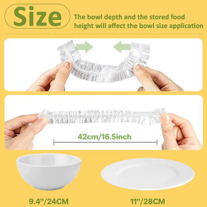 200 Bowl Covers for Bread Proofing - Medium Plastic Wrap for Food | Stretch Elastic Food Cover for Outside, Reusable Shower Caps for Sourdough Bread Starter Basket, Baking Essential Supplies2
