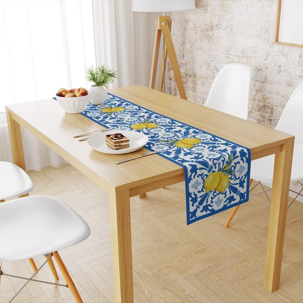 italy-blue-tiles-runner-decorative-italian-lemons-summer-table-runner-decorations-for-dining-room-kitchen-dresser-decor-for-party-holiday-housewarming-gifts-for-women-couple-new-home-13x72-inches