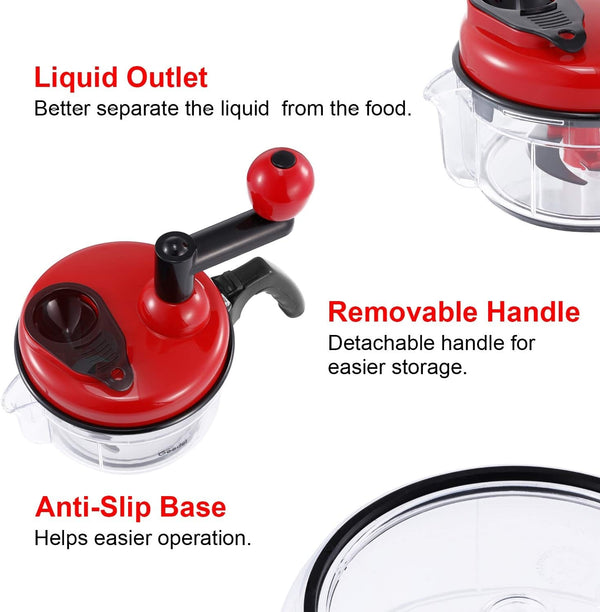 Large Food Chopper Vegetable Chopper, Manual Food Processor, 3 Cups | 3-In-1: Chop, Blend & Whisk, No BPA, Effortless Handle, Sharp Blade for Vegetable, Fruit, Meat, Nut, Ice, Salad, Salsa, Etc6