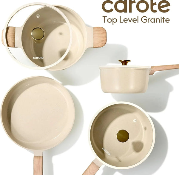 Pots and Pans Set, Ceramic Cookware Set, 14Pcs | Healthy Induction Kitchen Set, with Silicone Lids, Easy Clean, Even Heating, Space Saving, PFAS FREE7