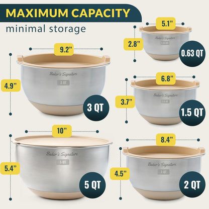 Stainless Steel Mixing Bowls with Lids Set, 5 Sizes2