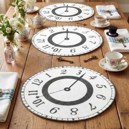 12 Pcs Wonderland Tea Party Decoration Clocks Placemats Party Game Table Non Slip Cup Mats for Dining Kitchen Birthday Baby Shower Decor Supplies1