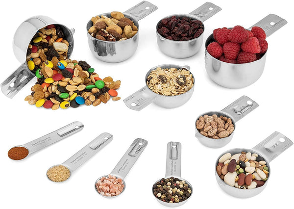 Stainless Steel Measuring Cups and Spoons Set - Stackable Set with Spout (11 Piece Set)3