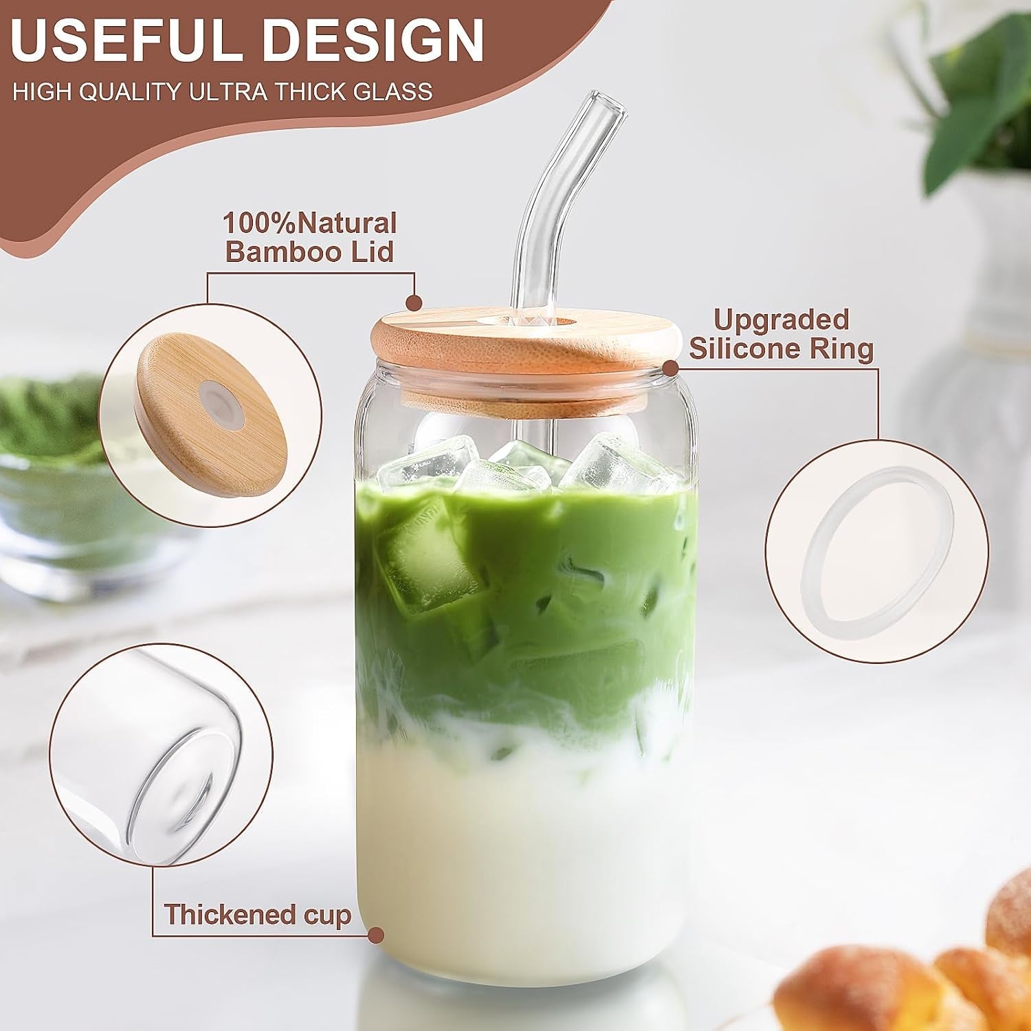 iced-coffee-cups-with-lids-2-pcs-16-oz-glass-cups-with-lids-and-straws-as-coffee-bar-accessories-beer-drinking-glasses-reusable-glass-tumbler-cute-coffee-cups-for-coffee-juice-gifts