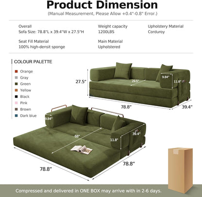 78.8'' Futon Sofa Bed, Boneless Couches for Living Room2