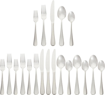 Silverware Set, Stainless Steel Flatware, Dishwasher Safe, Service for 4, 20-Piece Forks and Spoons, round Edge, Everyday Use1
