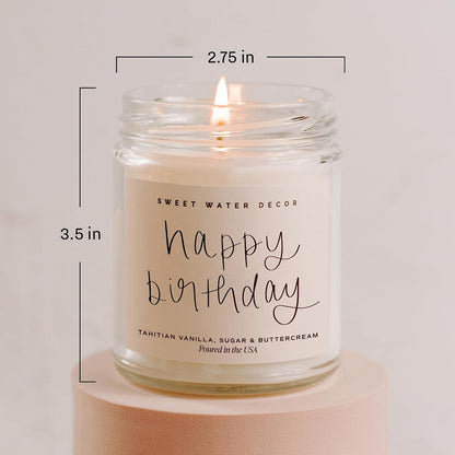 Happy Birthday Soy Candle - Vanilla Sugar & Buttercream Sweet Scented Happy Birthday Candle Gift for Mom, Friends & Girls - 40 Hour Burn Time - 9Oz - Non Toxic4