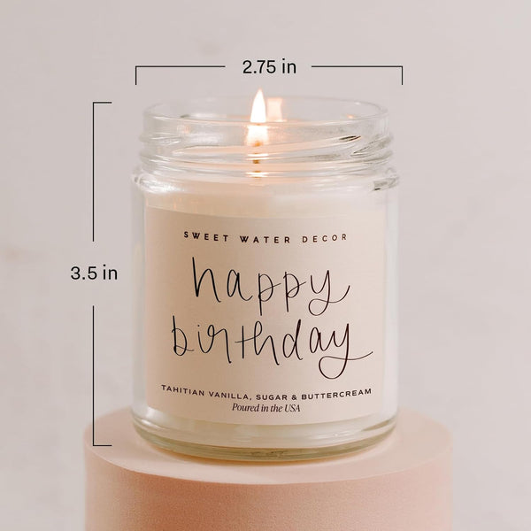 Happy Birthday Soy Candle - Vanilla Sugar & Buttercream Sweet Scented Happy Birthday Candle Gift for Mom, Friends & Girls - 40 Hour Burn Time - 9Oz - Non Toxic4