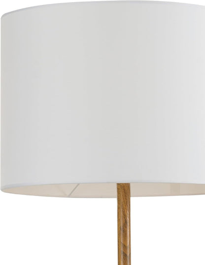 Novogratz X Globe Harrington 65" Floor Lamp, 2-Tone Faux Wood Base, White Fabric Shade, Socket Rotary Switch 672258