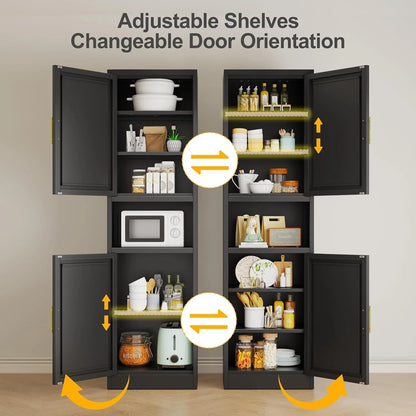 Tall Narrow Storage Cabinet 66.93" H Tall Bathroom Cabinet Metal Pantry Cabinets, 4 Adjustable Shelves for Kitchen, Home Office, Living Room, Dinning Room (20 Inches Wide Black)6