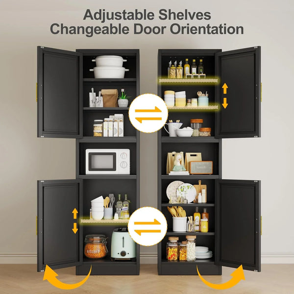 Tall Narrow Storage Cabinet 66.93" H Tall Bathroom Cabinet Metal Pantry Cabinets, 4 Adjustable Shelves for Kitchen, Home Office, Living Room, Dinning Room (20 Inches Wide Black)6