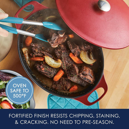 NITRO Cast Iron Dutch Oven, 6.5 Quart, Red5