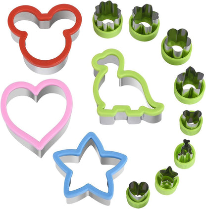 Sandwich Cutters Set for Kids, 12 PCS | Mickey Mouse, Dinosaur, Star, Heart Shapes and Mini Vegetable Fruit Cookie Cutters Food Mold for Holiday and Party1
