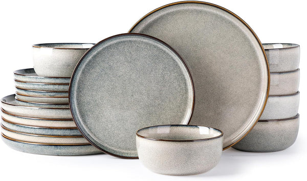 Dinnerware Sets for 6, 18 Pieces Ceramic Plates and Bowls Set1