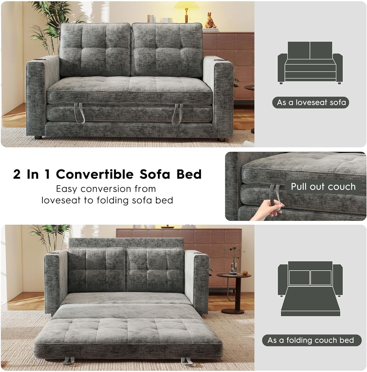 55-convertible-folding-sofa-bed-pull-out-couch-love-seat-sleeper-bed-small-fold-out-loveseat-sleeper-with-cup-holder-and-pillow-for-small-space-bedroom-lounge-dorm-living-roomgrey-chenille